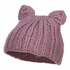 Jeanne Simmons Girl's Kitten Ear Ribbed Beanie -Adams Shop tn002ps lavender 1