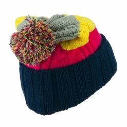 City Hunter Three Tone Knit Pom Beanie 64 City Hunter Three Tone Knit Pom Beanie -Adams Shop tr001bf navy 3 2