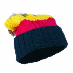 City Hunter Three Tone Knit Pom Beanie 65 City Hunter Three Tone Knit Pom Beanie -Adams Shop tr001bf navy 4 2