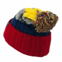 City Hunter Three Tone Knit Pom Beanie 93 City Hunter Three Tone Knit Pom Beanie -Adams Shop tr004bf burgundy 2 2