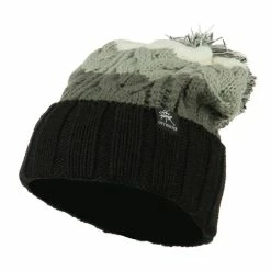 City Hunter Three Tone Knit Pom Beanie 97 City Hunter Three Tone Knit Pom Beanie -Adams Shop tr005bf black 1 2