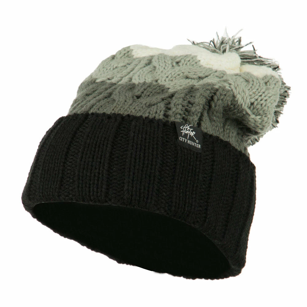 City Hunter Three Tone Knit Pom Beanie 48 City Hunter Three Tone Knit Pom Beanie - Image 46