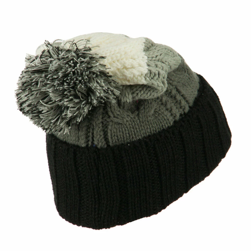 City Hunter Three Tone Knit Pom Beanie 50 City Hunter Three Tone Knit Pom Beanie - Image 48