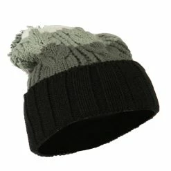 City Hunter Three Tone Knit Pom Beanie 100 City Hunter Three Tone Knit Pom Beanie -Adams Shop tr005bf black 4 2