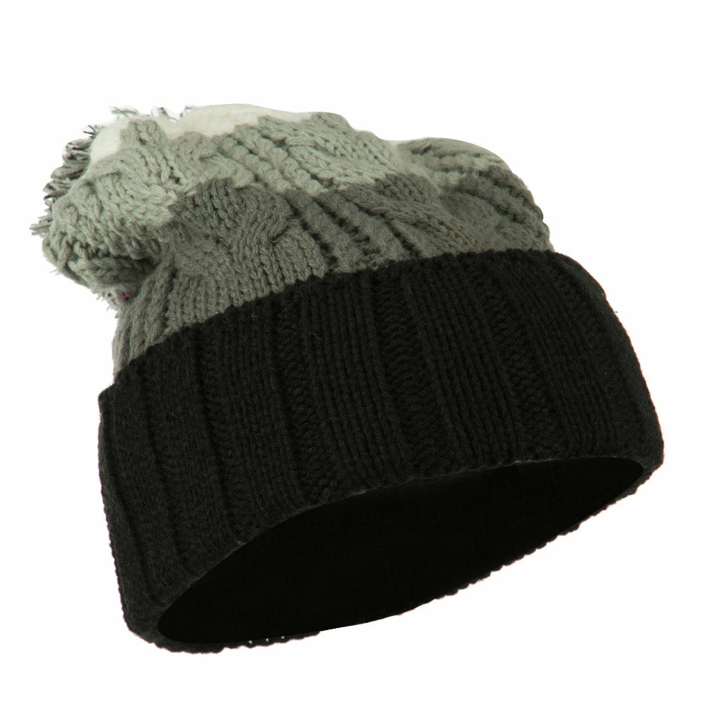 City Hunter Three Tone Knit Pom Beanie 51 City Hunter Three Tone Knit Pom Beanie - Image 49
