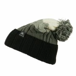 City Hunter Three Tone Knit Pom Beanie 101 City Hunter Three Tone Knit Pom Beanie -Adams Shop tr005bf black 5 2