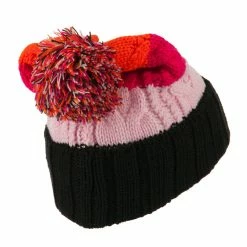 City Hunter Three Tone Knit Pom Beanie 74 City Hunter Three Tone Knit Pom Beanie -Adams Shop tr006bf fuchsia 3 2