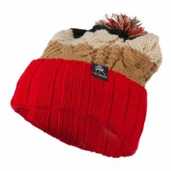 City Hunter Three Tone Knit Pom Beanie 82 City Hunter Three Tone Knit Pom Beanie -Adams Shop tr010bf red 1 2