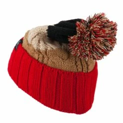 City Hunter Three Tone Knit Pom Beanie 83 City Hunter Three Tone Knit Pom Beanie -Adams Shop tr010bf red 2 2