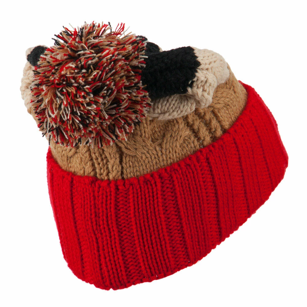 City Hunter Three Tone Knit Pom Beanie 35 City Hunter Three Tone Knit Pom Beanie - Image 33