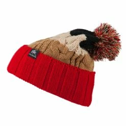 City Hunter Three Tone Knit Pom Beanie 86 City Hunter Three Tone Knit Pom Beanie -Adams Shop tr010bf red 5 2