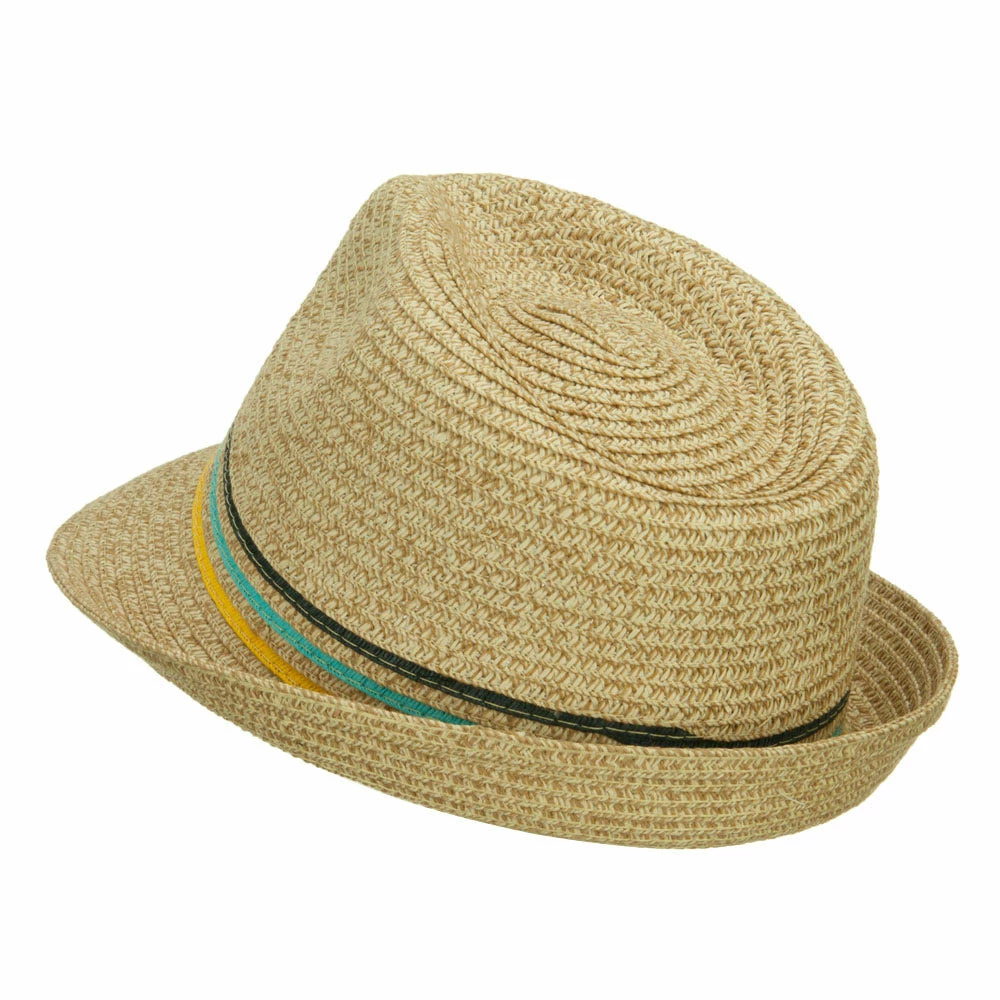 Hatiya Herringbone Paper Straw Braid Fedora 4 Hatiya Herringbone Paper Straw Braid Fedora - Image 2