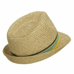 Hatiya Herringbone Paper Straw Braid Fedora 9 Hatiya Herringbone Paper Straw Braid Fedora -Adams Shop ts001cf tan 3