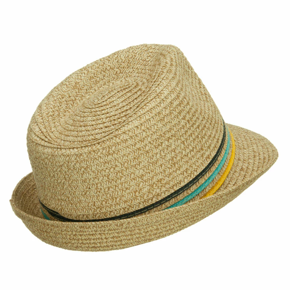 Hatiya Herringbone Paper Straw Braid Fedora 5 Hatiya Herringbone Paper Straw Braid Fedora - Image 3