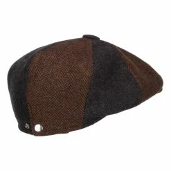 Jeanne Simmons Men's Two Tone Wool 8 Panel Newsboy Hat -Adams Shop tt001aq brown dk grey 3