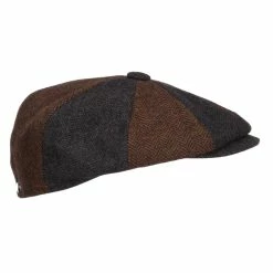 Jeanne Simmons Men's Two Tone Wool 8 Panel Newsboy Hat -Adams Shop tt001aq brown dk grey 4