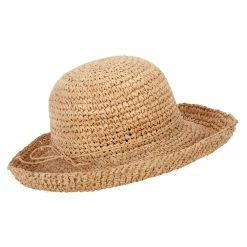 Jeanne Simmons Women's 3 Inch Turn Up Brim Straw Crochet Summer Bucket Hat -Adams Shop tu001ru raffia 3