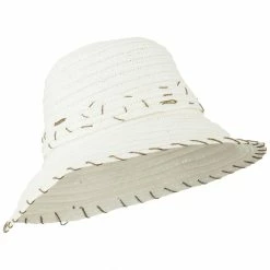 Jeanne Simmons Stitched Toyo Braid Crushable Hat -Adams Shop ty001cr white 4