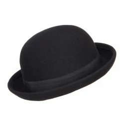Hatiya Wool Felt Upturn Brim Bowler Hat 14 Hatiya Wool Felt Upturn Brim Bowler Hat -Adams Shop ub001tp black 3