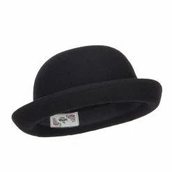 Hatiya Wool Felt Upturn Brim Bowler Hat 15 Hatiya Wool Felt Upturn Brim Bowler Hat -Adams Shop ub001tp black 4
