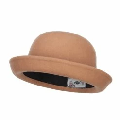 Hatiya Wool Felt Upturn Brim Bowler Hat 17 Hatiya Wool Felt Upturn Brim Bowler Hat -Adams Shop ub002tp tan 1