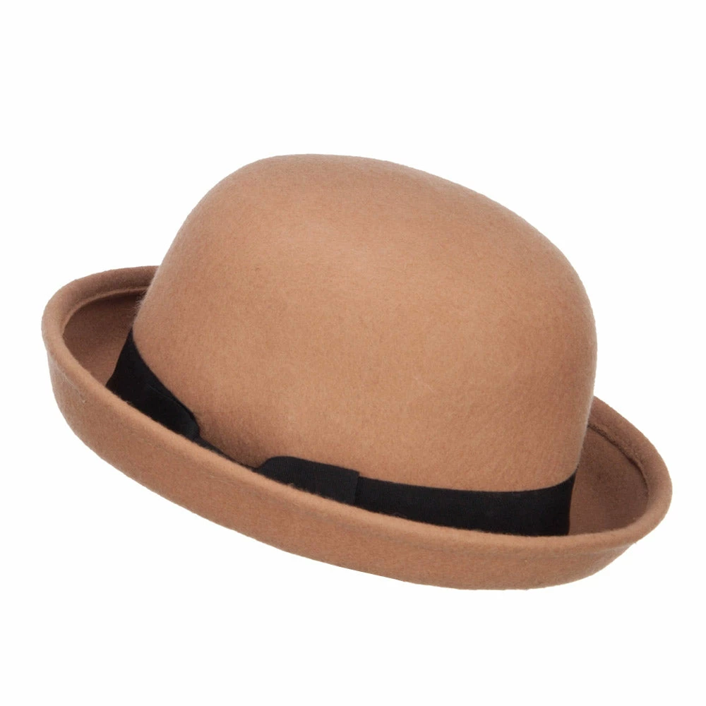 Hatiya Wool Felt Upturn Brim Bowler Hat 9 Hatiya Wool Felt Upturn Brim Bowler Hat - Image 7