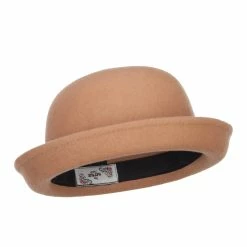 Hatiya Wool Felt Upturn Brim Bowler Hat 20 Hatiya Wool Felt Upturn Brim Bowler Hat -Adams Shop ub002tp tan 4