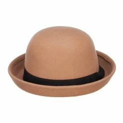 Hatiya Wool Felt Upturn Brim Bowler Hat 21 Hatiya Wool Felt Upturn Brim Bowler Hat -Adams Shop ub002tp tan 5