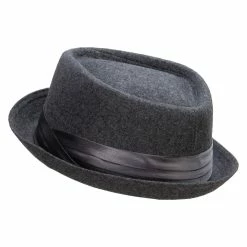 Hatiya Wool Upbrim Pork Pie Fedora -Adams Shop ub003pp charcoal 2 1