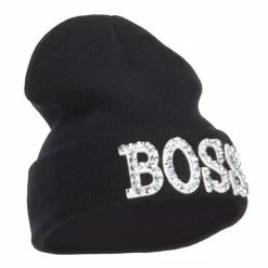 Something Special Boss Rhinestones Cuff Long Beanie 50 Something Special Boss Rhinestones Cuff Long Beanie -Adams Shop uf001bf black 4 1