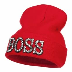 Something Special Boss Rhinestones Cuff Long Beanie 37 Something Special Boss Rhinestones Cuff Long Beanie -Adams Shop uf003bf red 1 1