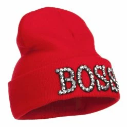 Something Special Boss Rhinestones Cuff Long Beanie 40 Something Special Boss Rhinestones Cuff Long Beanie -Adams Shop uf003bf red 4 1