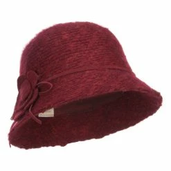 Jeanne Simmons Women's Flower Yarn Bucket Hat -Adams Shop uh002bh burgundy 1 2
