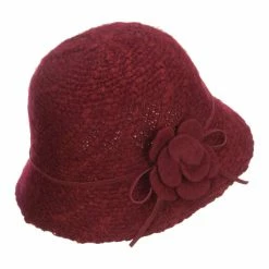Jeanne Simmons Women's Flower Yarn Bucket Hat -Adams Shop uh002bh burgundy 3 2