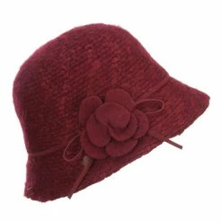 Jeanne Simmons Women's Flower Yarn Bucket Hat -Adams Shop uh002bh burgundy 5 2