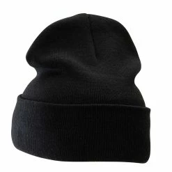 Bayside 12 Inch Solid Knit Cuff Long Beanie -Adams Shop um001bf black 2 1