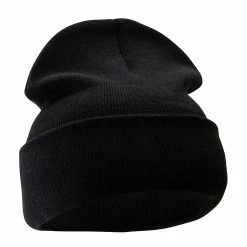 Bayside 12 Inch Solid Knit Cuff Long Beanie -Adams Shop um001bf black 4 1