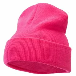 Bayside 12 Inch Solid Knit Cuff Long Beanie -Adams Shop um002bf bright pink 1 1