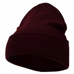 Bayside 12 Inch Solid Knit Cuff Long Beanie -Adams Shop um003bf burgundy 1 1
