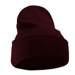 Bayside 12 Inch Solid Knit Cuff Long Beanie -Adams Shop um003bf burgundy 4 1