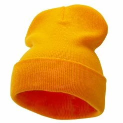 Bayside 12 Inch Solid Knit Cuff Long Beanie -Adams Shop um010bf gold 1 1