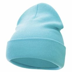 Bayside 12 Inch Solid Knit Cuff Long Beanie -Adams Shop um012bf light blue 1 1