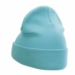 Bayside 12 Inch Solid Knit Cuff Long Beanie -Adams Shop um012bf light blue 2 1