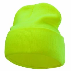 Bayside 12 Inch Solid Knit Cuff Long Beanie -Adams Shop um013bf lime green 1 1