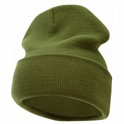 Bayside 12 Inch Solid Knit Cuff Long Beanie -Adams Shop um014bf military green 1 1