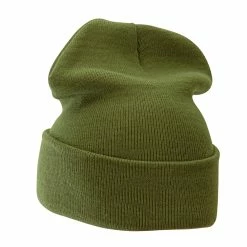 Bayside 12 Inch Solid Knit Cuff Long Beanie -Adams Shop um014bf military green 2 1