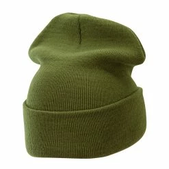 Bayside 12 Inch Solid Knit Cuff Long Beanie -Adams Shop um014bf military green 3 1