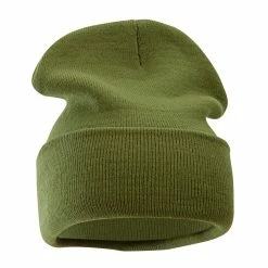 Bayside 12 Inch Solid Knit Cuff Long Beanie -Adams Shop um014bf military green 4 1