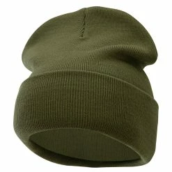 Bayside 12 Inch Solid Knit Cuff Long Beanie -Adams Shop um016bf olive 1 1