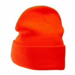Bayside 12 Inch Solid Knit Cuff Long Beanie -Adams Shop um017bf orange 2 1
